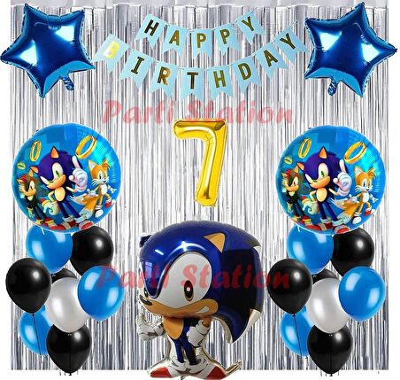 Tilki Sonic Boom Konsept 7 Yaş Balon Set Sonic Boom Tema Doğum Günü Arka Fon Süsleme Balon Set