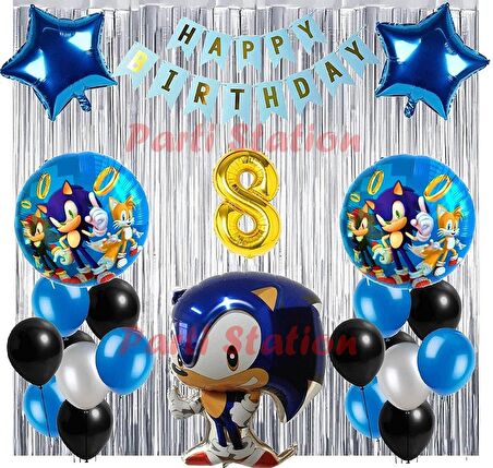 Tilki Sonic Boom Konsept 8 Yaş Balon Set Sonic Boom Tema Doğum Günü Arka Fon Süsleme Balon Set