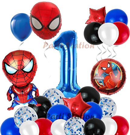 Spiderman Örümcek Adam Konsept 1 Yaş Doğum Günü Balon Set Spiderman Parti Balonları Spiderman Tema