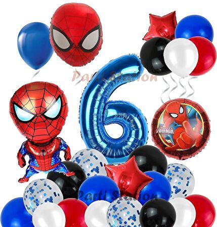 Spiderman Örümcek Adam Konsept 6 Yaş Doğum Günü Balon Set Spiderman Parti Balonları Spiderman Tema