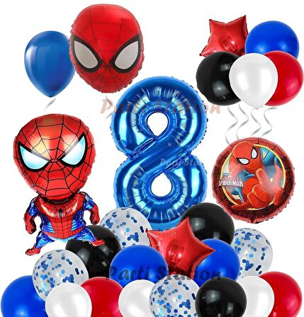 Spiderman Örümcek Adam Konsept 8 Yaş Doğum Günü Balon Set Spiderman Parti Balonları Spiderman Tema