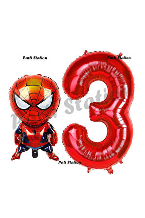 Spiderman 8 Yaş Balon Ve Kırmızı Rakam Balon Doğum Günü Parti Set Örümcek Adam Balon Set