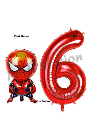Spiderman 8 Yaş Balon Ve Kırmızı Rakam Balon Doğum Günü Parti Set Örümcek Adam Balon Set