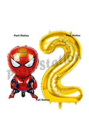 Spiderman 1 Yaş Balon ve Gold Rakam Balon Doğum Günü Parti Set Örümcek Adam Balon set