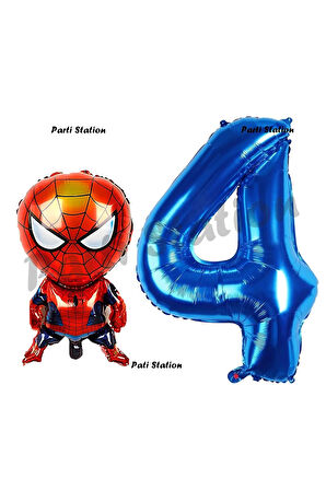 Spiderman 7 Yaş Balon ve Lacivert Rakam Balon Doğum Günü Parti Set Örümcek Adam Balon set