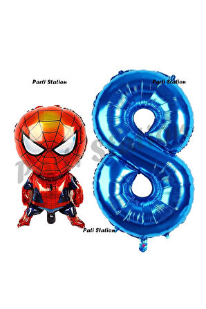 Spiderman 7 Yaş Balon ve Lacivert Rakam Balon Doğum Günü Parti Set Örümcek Adam Balon set