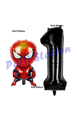 Spiderman 5 Yaş Balon ve Siyah Rakam Balon Doğum Günü Parti Set Örümcek Adam Balon set