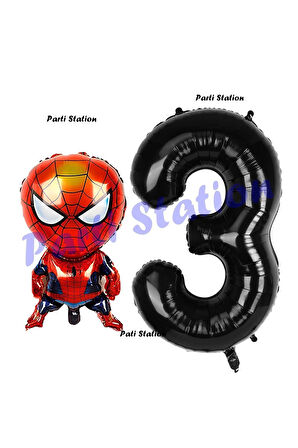 Spiderman 5 Yaş Balon ve Siyah Rakam Balon Doğum Günü Parti Set Örümcek Adam Balon set