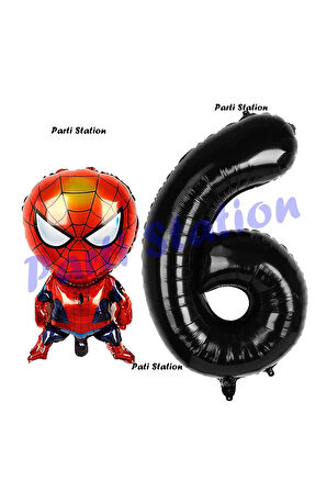 Spiderman 5 Yaş Balon ve Siyah Rakam Balon Doğum Günü Parti Set Örümcek Adam Balon set