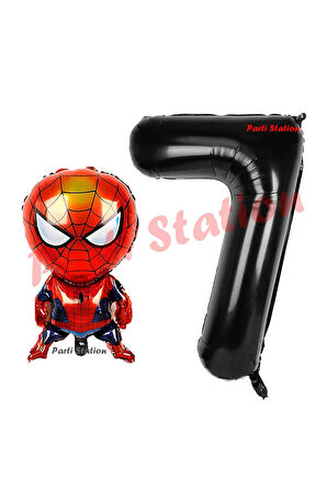 Spiderman 5 Yaş Balon ve Siyah Rakam Balon Doğum Günü Parti Set Örümcek Adam Balon set
