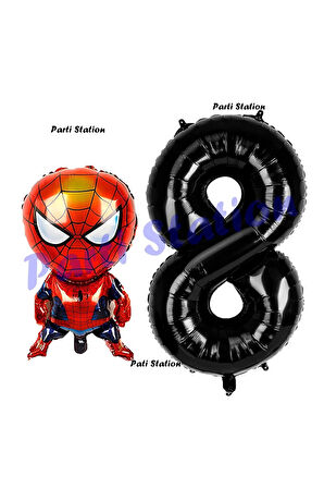 Spiderman 5 Yaş Balon ve Siyah Rakam Balon Doğum Günü Parti Set Örümcek Adam Balon set