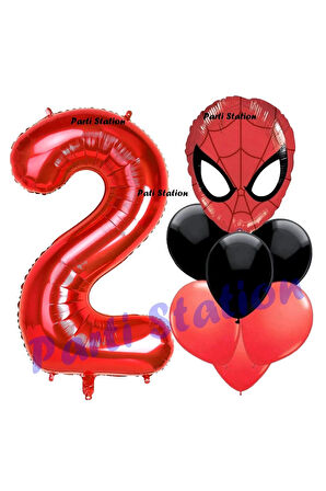 Örümcek Adam 1 Yaş Balon ve Kırmızı Rakam Balon Doğum Günü Parti Set Spiderman Kırmızı Balon set