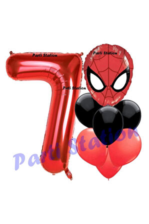 Örümcek Adam 1 Yaş Balon ve Kırmızı Rakam Balon Doğum Günü Parti Set Spiderman Kırmızı Balon set