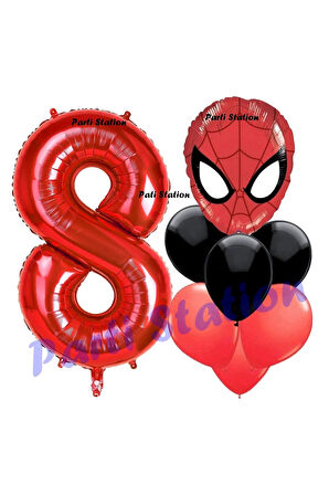 Örümcek Adam 1 Yaş Balon ve Kırmızı Rakam Balon Doğum Günü Parti Set Spiderman Kırmızı Balon set