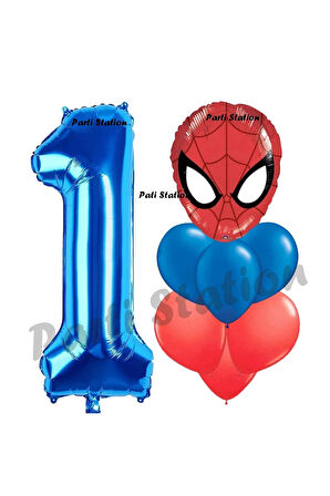 Örümcek Adam 1 Yaş Balon ve Lacivert Rakam Balon Doğum Günü Parti Set Spiderman Lacivert Balon set