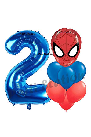 Örümcek Adam 1 Yaş Balon ve Lacivert Rakam Balon Doğum Günü Parti Set Spiderman Lacivert Balon set