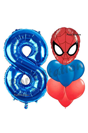 Örümcek Adam 1 Yaş Balon ve Lacivert Rakam Balon Doğum Günü Parti Set Spiderman Lacivert Balon set