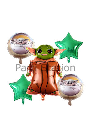 Star Wars Yoda Yeşil Balon Set Yıldız Savaşları Yoda Konsept Doğum Günü Balon Set
