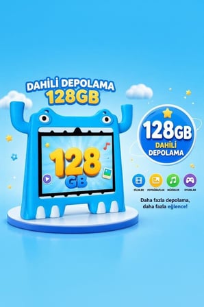 Ekran Minik Taşınabilir Tablet 4GB 128GB Android 13 Kılıf Hediyeli Çocuk Tableti T16 Kırmızı