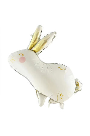 Sevimli Tavşan Rabbit 1 Yaş Balon Set Woodland Konsept Tavşan Balon ve Gold Renk Rakam Balon