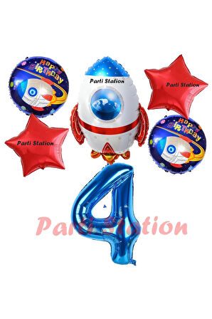 Uzay Konsept Roket Balon 1 Yaş Doğum Günü Set Uzay Konsept Balon Rakam Balon Set
