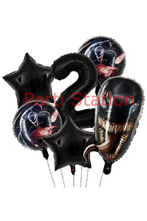 Zehirli Öfke Venom 8 Yaş Doğum Günü Balon Set Venom Tema Doğum Günü Parti Balon Set