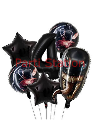 Zehirli Öfke Venom 8 Yaş Doğum Günü Balon Set Venom Tema Doğum Günü Parti Balon Set