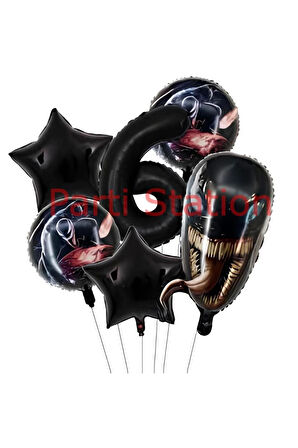 Zehirli Öfke Venom 8 Yaş Doğum Günü Balon Set Venom Tema Doğum Günü Parti Balon Set