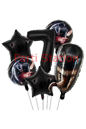Zehirli Öfke Venom 8 Yaş Doğum Günü Balon Set Venom Tema Doğum Günü Parti Balon Set