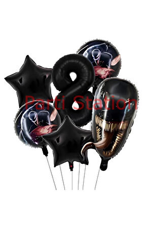 Zehirli Öfke Venom 8 Yaş Doğum Günü Balon Set Venom Tema Doğum Günü Parti Balon Set