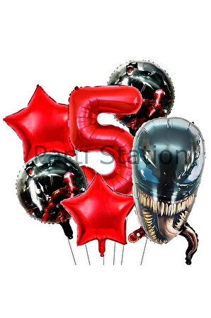Zehirli Öfke Venom 4 Yaş Doğum Günü Balon Set Venom Kırmızı Konsept Doğum Günü Parti Balon Set