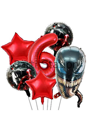 Zehirli Öfke Venom 4 Yaş Doğum Günü Balon Set Venom Kırmızı Konsept Doğum Günü Parti Balon Set