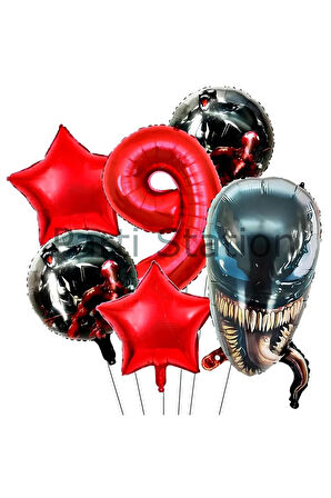 Zehirli Öfke Venom 4 Yaş Doğum Günü Balon Set Venom Kırmızı Konsept Doğum Günü Parti Balon Set