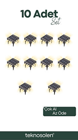 Solar Led Bahçe Lambası - Çim Alan Aydınlatma - Duvar Lambası 10'lu Set