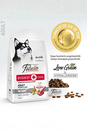 Kolajen Destekli Hipoalerjenik Kuzulu Yetişkin Medium Köpek Maması 3KG + 4 ADET Wanpy Ezme 90gr