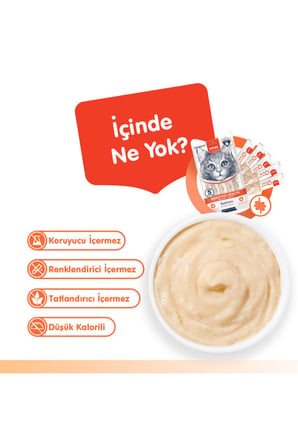 Sindirim Sağlığı Düzenleyici Kedi Ödül Maması Somon & Tavuk Probiyotikli Kedi Ödül Kreması 5x14gr
