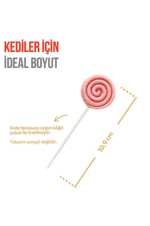 Kediler İçin Dondurularak Kurutulmuş Tüy Yumağı Önleyici Tavuk & Kızılcık Kedi Lolipopu Kedi Ödülü 10 Adet x 1.4gr