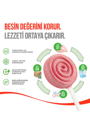 Kediler İçin Dondurularak Kurutulmuş Tüy Yumağı Önleyici Tavuk & Kızılcık Kedi Lolipopu Kedi Ödülü 10 Adet x 1.4gr