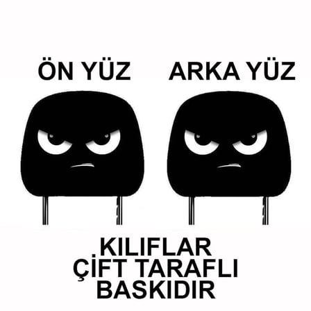 Kızgın Yüz Çift Taraflı Dekoratif Oto Başlık Kılıfı/Maske 2'li