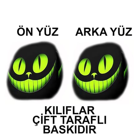 Yeşil Kedi Çift Taraflı Dekoratif Oto Başlık Kılıfı/Maske 2'li