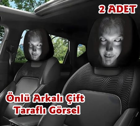 Korkunç Kız Çift Taraflı Dekoratif Oto Başlık Kılıfı/Maske 2'li