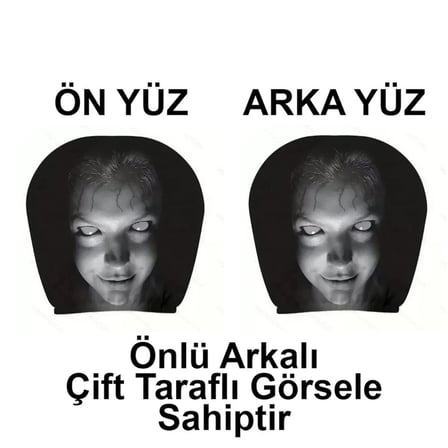 Korkunç Kız Çift Taraflı Dekoratif Oto Başlık Kılıfı/Maske 2'li