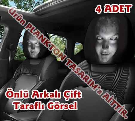 Korkunç Kız Çift Taraflı Dekoratif Oto Başlık Kılıfı/Maske 4'lü