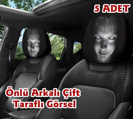 Korkunç Kız Çift Taraflı Dekoratif Oto Başlık Kılıfı/Maske 5'li
