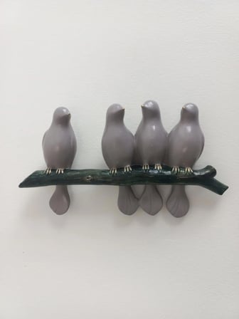 27cmx15cm Maden Kahverengi Dalda 4 kuş Duvar Dekoru