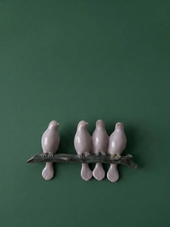 27cmx15cm Maden Kahverengi Dalda 4 kuş Duvar Dekoru