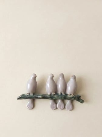 27cmx15cm Maden Kahverengi Dalda 4 kuş Duvar Dekoru