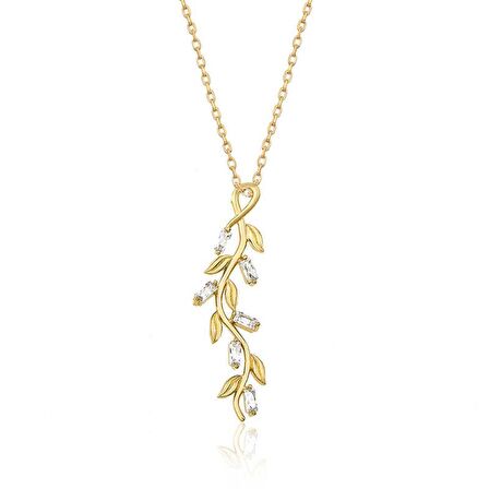 Gümüş Gold Sarmaşık Bayan Kolye 