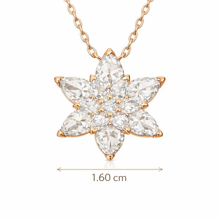 Gümüş Rose Beyaz Lotus Çiçeği Kolye