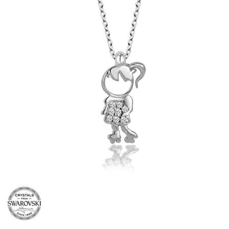 Swarovski Taşlı Gümüş Çocuk Kadın Kolye